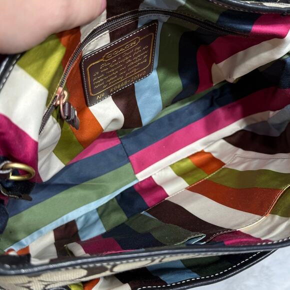 y2k COACH Vintage Black Brown Khaki Signature Legacy Flip Turnlock - Picture 4 of 11